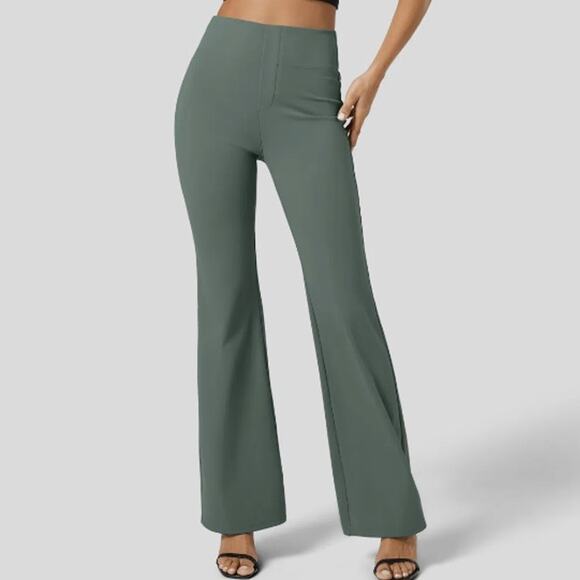 Halara Flex High Waisted Flare Leg Work Pants Womens Size XS Trousers Green - Picture 1 of 8